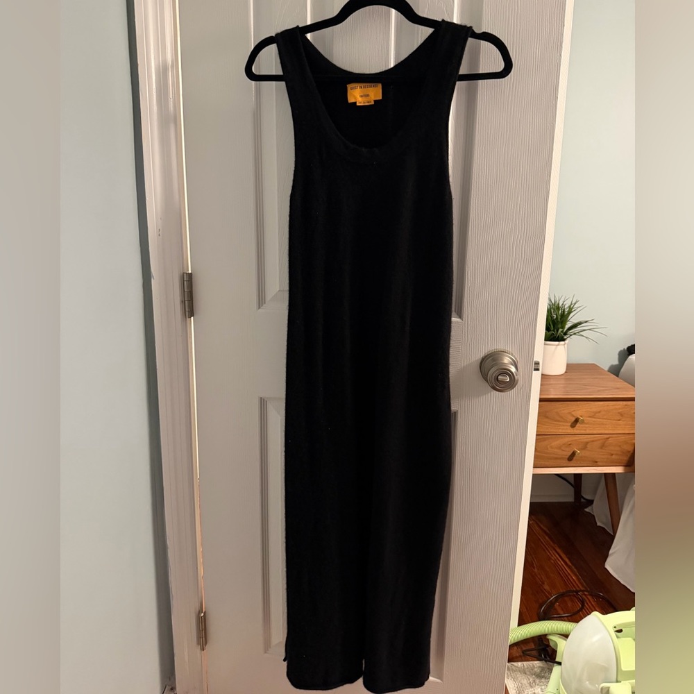 Guest In Residence Cashmere Black Sleeveless Midi Knit Dress